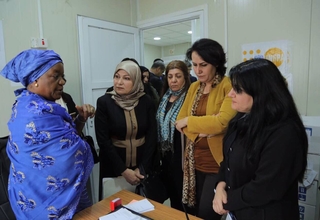 Ms.Bangura with the Center team during her visit to UNFPA supported women center in Dohuk Governorate, Kurdistan Region, Iraq