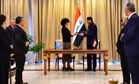 UNFPA and the Secretary-General of the Council of Ministers (COMSEC) signed a joint cooperation framework to move forward the ICPD agenda in Iraq ensuring that women live a life free of any form of violence © 2021/ComSec photo