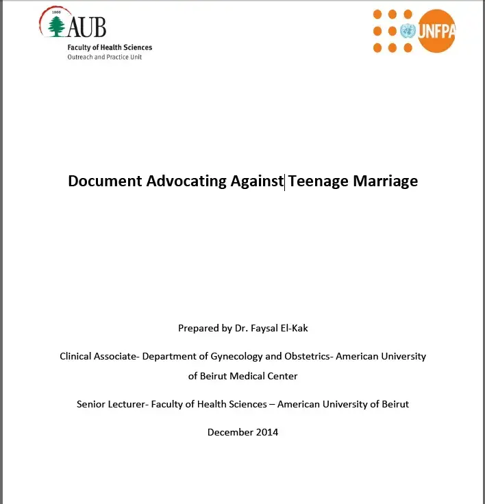 Document Advocating Against Teenage Marriage